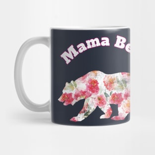 Mama Bear Distessed Mom Pink Floral Design Mothere day Gift Idea For Her Gifts Mug